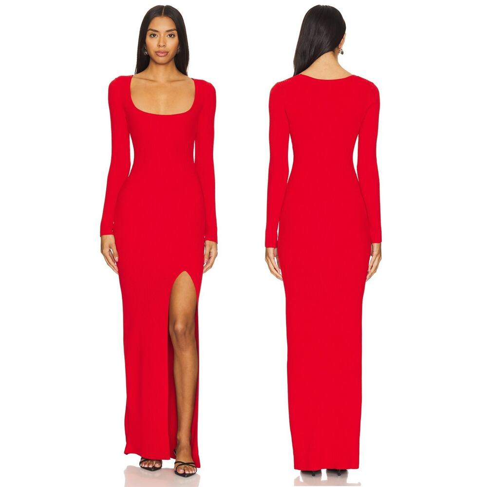 Good American Virgo Maxi Dress Ribbed Knit Evening Valentines Party Stretchy M